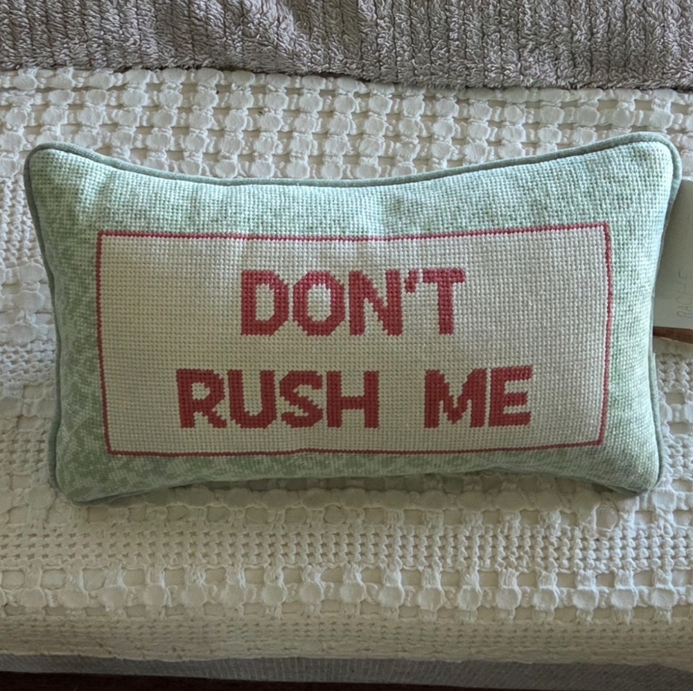 Rachel Zoe Don't Rush Me Needlepoint Stitch Decorative PIllow